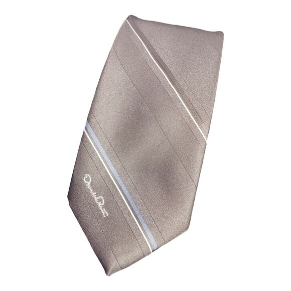 Oscar de la Renta Mens Blue Diagonal Stripe Necktie Tie - Picture 1 of 5